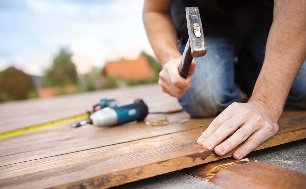 Man working on home improvement project