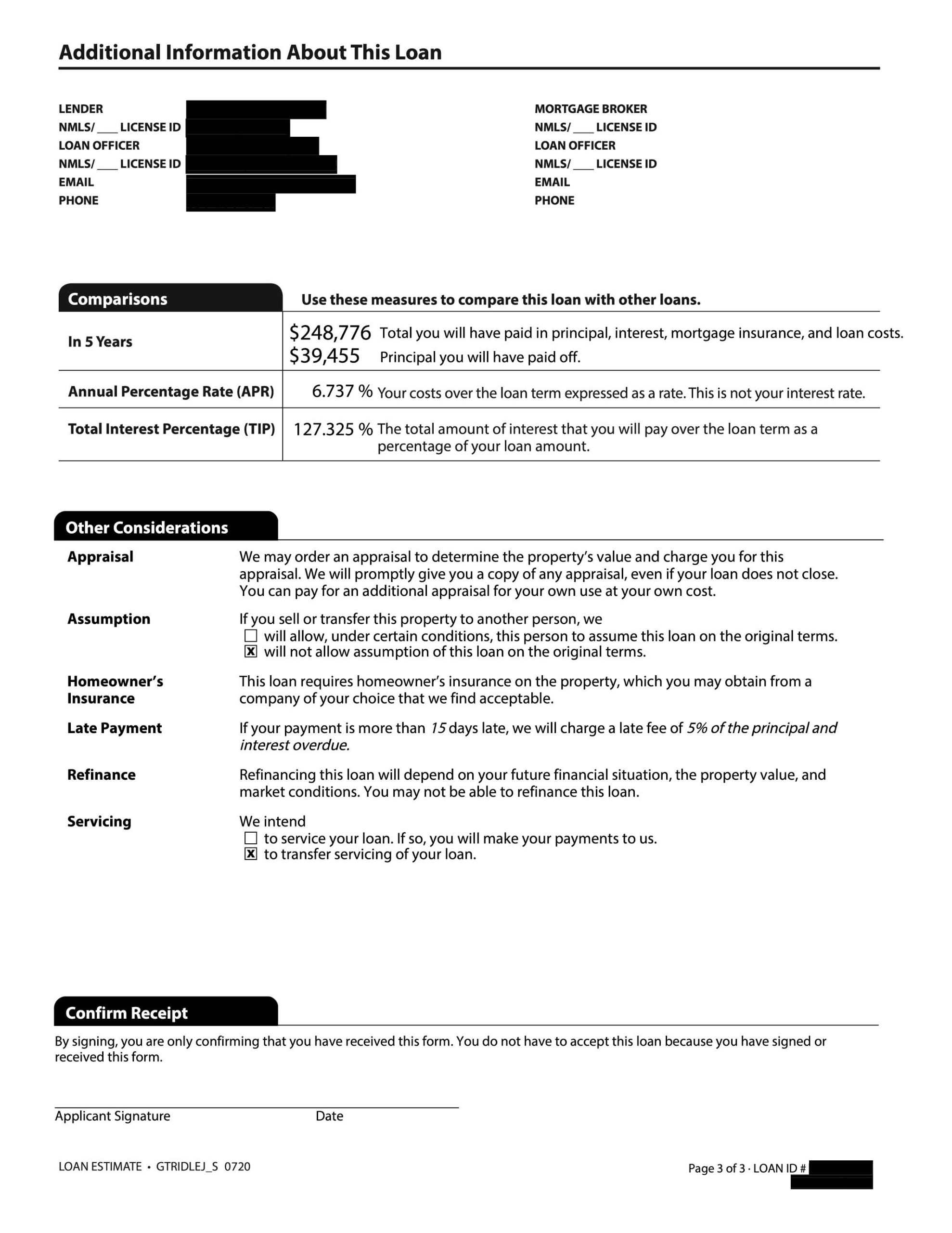loan estimate page 3